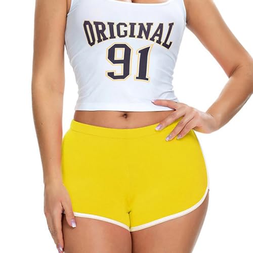 KBOPLEMQ Kurz Yoga Leggings Damen Kurze Sporthose Boom Booty Stretch Scrunch Sexy Gym Shorts Kurze Hose Hotpants Leggings für Pole Dance Rave Femboy Twerk Wandern Outdoor Workout Sportshorts