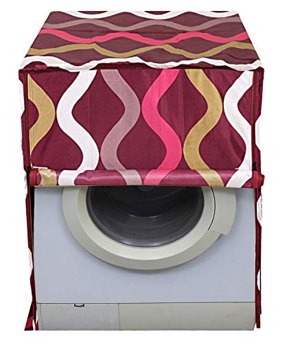 Image of Kuber Industries Zig Zag Print Dustproof Cotton Front Load Fully Automatic Washing Machine Cover, Pink-KUBMART10167
