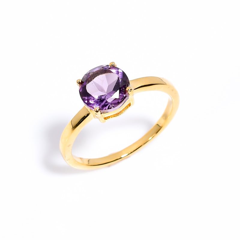 Bague fiançailles améthyste ronde en argent 925 de haute joaillerie