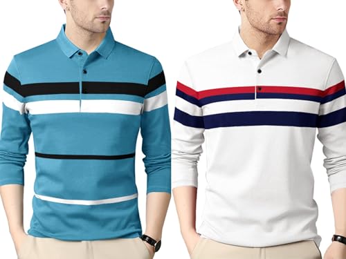 Image of Noble Monk Men's Polycotton Regular Fit Full Sleeves Polo T-Shirt