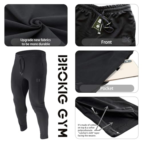 image for BROKIG Mens Zip Jogger Pants - Casual Gym Fitness Trousers Comfortable