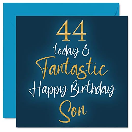 Fantásticas tarjetas de 44 cumpleaños para hijo, 44 hoy, fantásticas, tarjeta de feliz cumpleaños para hijo de mamá o papá, tarjetas de felicitación de cumpleaños de 145 mmx145 mm, regalo para hijo