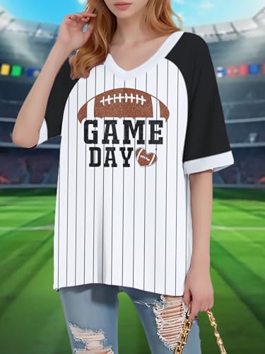Football Shirts for Women Oversized Game Day Shirt Football Mom Tshirt Funny Graphic Sunday Tee Funday Sport Season Tops2