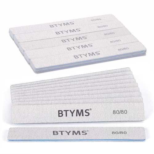 10 Count 80/80 Grit Rectangle Nail Files for Acrylic Nails Reusable Buffering Files Double Sided Emery Boards for Nails