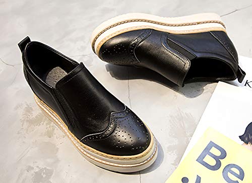 Odema sapato feminino plataforma plataforma anabela vintage Oxford clássico com cadarço e bico redon