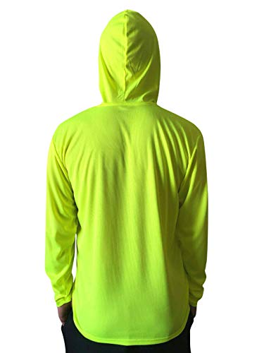 NY GOLDEN FASHION Hi Vis High Visibility T Shirt Long Sleeve Safety Construction Work Shirts with Hood (2Pcs Neon Yellow, L)