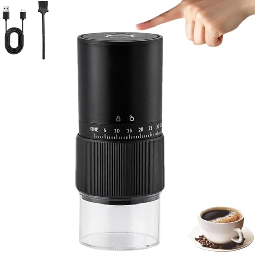 Electric Coffee Grinder Automatic Coffee Bean Grinder Rechargeable Mini Spice Mill with 35 Adjustable Grind Settings & Cleaning Brush for Espresso French Press Home Office Travel Camping