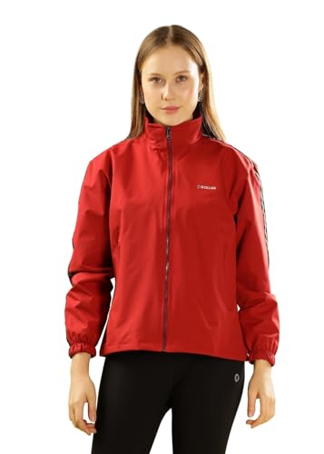 Dollar Women's Polyester Solid Windcheater Jacket With Zipper Pockets, Red - Large