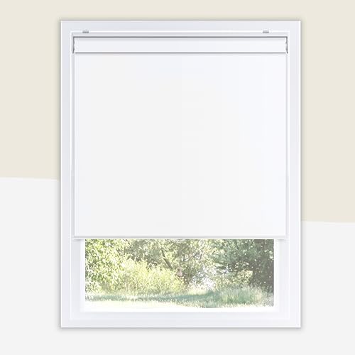 CHICOLOGY Cordless Roller Shades for Windows, Pull Down Window Blinds, Easy Install with Hardware, UV Protection, Privacy & Light Control, Modern Window Treatment for Home, Byssus White, 39'W x 72'H