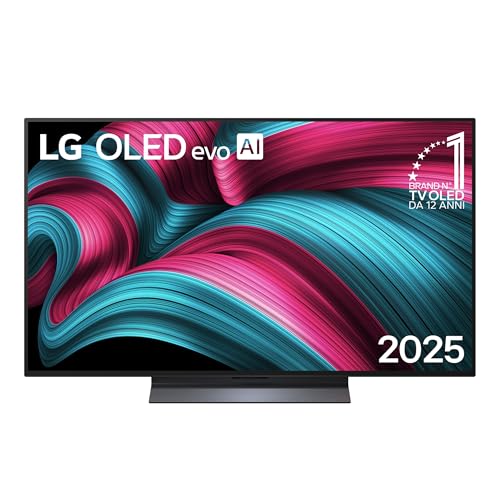 LG OLED evo AI C5 TV 48 pollici, Smart TV 4K, Processore α9 Gen8, webOS con AI, Dolby Vision & Atmos, Gaming con VRR e GSYNC 4K@144Hz, 4 HDMI 2.1, Alexa, OLED48C56LB 2025