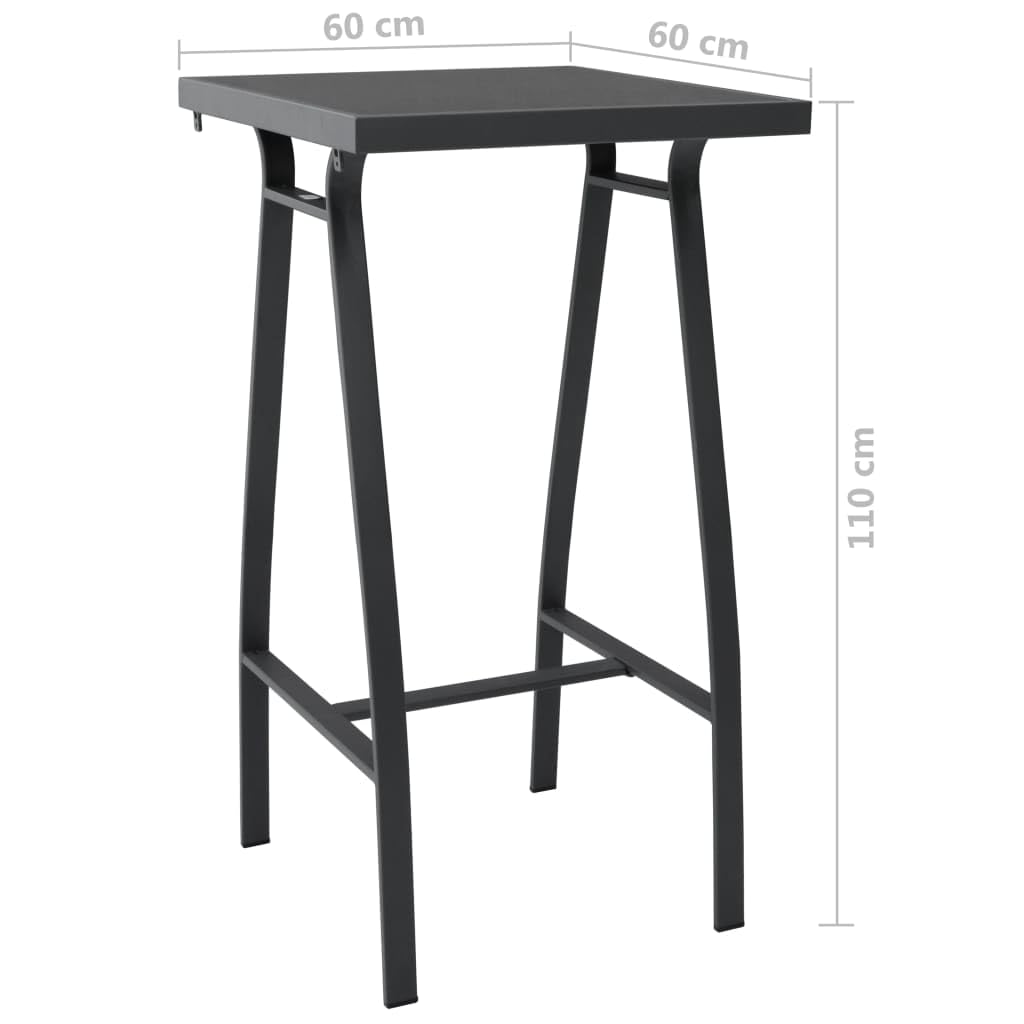 vidaXL Table de Bar de Jardin Noir 60x60x110 cm Verre trempé