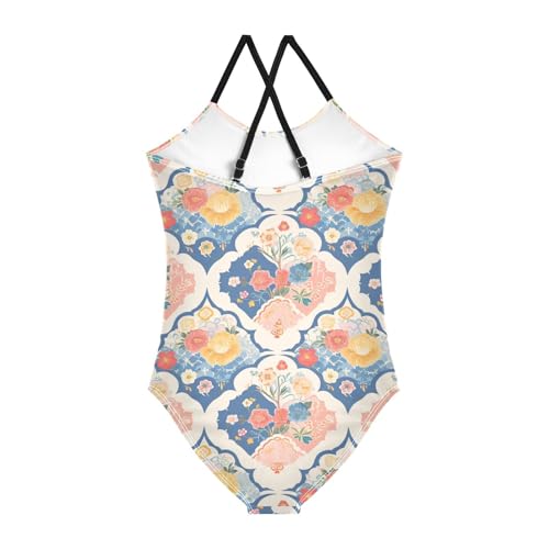 KLL Seamless Asian Traditional Patterns Girls' 1-Piece Swimsuit Beach Swimming Suits with Adjustable Straps Quick Dry2