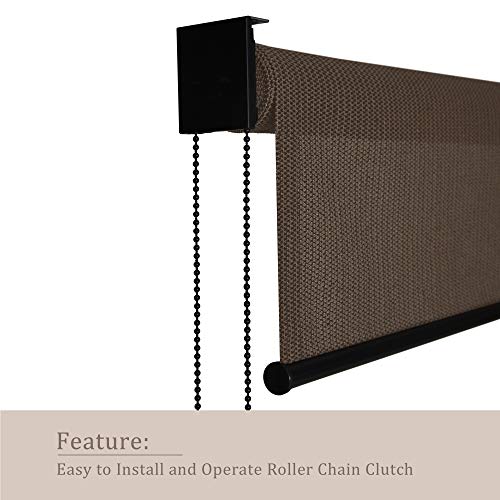 Vicllax Outdoor Roller Shade, Patio Blinds Roll Up Shade (8' W X 6' L), Mocha #TOP1