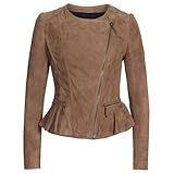 Freizeitkleidung Super weiche Damen Lederjacke aus Ziegenvelours Bikerjacke Top Neu