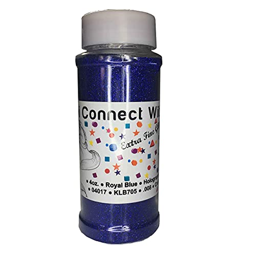 iConnectWith Glitter – Royal Blue, Extra Fine Holographic Glitter; Multi-use for Crafts, Decorations, Nail Art, Makeup, Tumblers, Resin Art, and DIY Projects