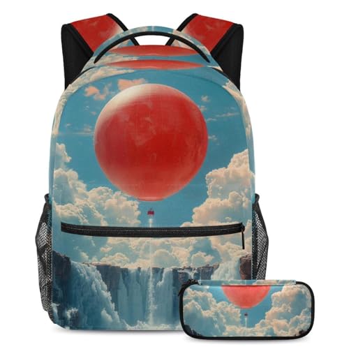 Lot de 2 cartables pour garçons et filles sac à dos de jour rouge enfant