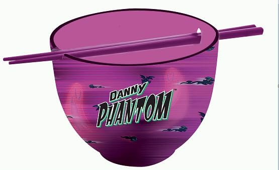 Danny Phantom Ceramic Ramen Bowl with Chopsticks, 4 x 5 inches, Purple