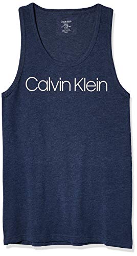 Calvin Klein Men's CK Chill Lounge Tank, Mood Indigo/Egret Logo, M