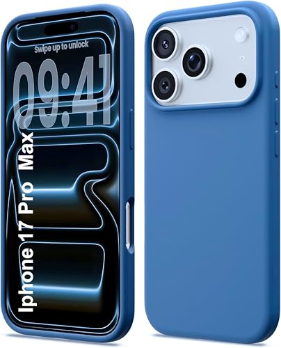 Image of Silicone Case for iPhone 17 Pro Max 6.9-Inch, Silky-Soft Touch Full-Body Protective Phone Case, Shockproof Back Cover for iPhone 17 Pro Max (Yale Blue)
