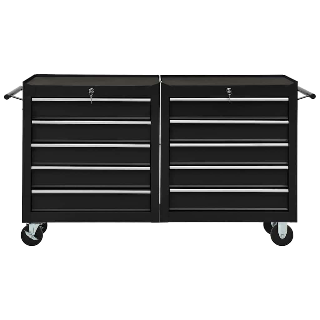 Home Utensili - Carrello portautensili con 10 cassetti Acciaio Nero (147183+147184)