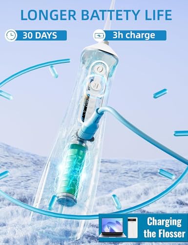 Toothank Wasser Flosser, Schnurlose Wasser Flossers für Zähne, wasserdichte Munddusche mit 3 Modi und 4 austauschbaren Düsen, professionelles Zahnreinigungswerkzeug für Zahnfleischpflege Zahnspangen – Bild 8