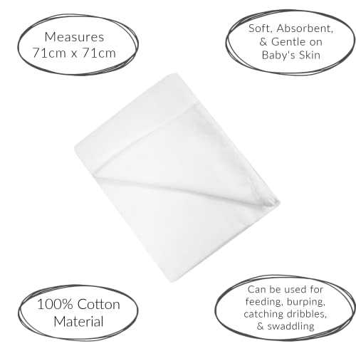 Baby Togs Muslin Cloths for Baby Baby Muslin Squares, Burp Cloths for Boys and Girls White 3 Pack - Image 3