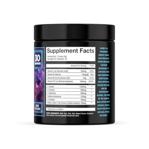 Image of Dubby Solo Leveling Anime Official License Energy Drink Powder- Sugar Free Energy Drinks, Jitter-Free Energy Blue Razz Purple Grape Flavor, 30 Serving, 5.29 Ounces (Shadow Monarch Surge)