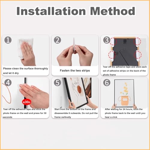 Image of Adhesive Hook and Loop Strips Heavy Duty, 24-Pairs(48 Strips) Double-Sided Sticky Picture Hanging Kit, Picture Hangers for Walls, Picture Hanging Hooks Without Nail, Removable Damage Free