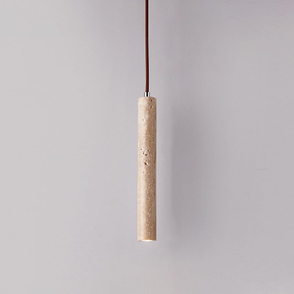 Pendelleuchten aus Naturstein, nordische moderne Marmor-Pendelleuchten for die Kücheninsel, natürliche gelbe Travertin-Hängelampe im japanischen Wabi-Sabi-Stil for Schlafzimmer und Esszimmer