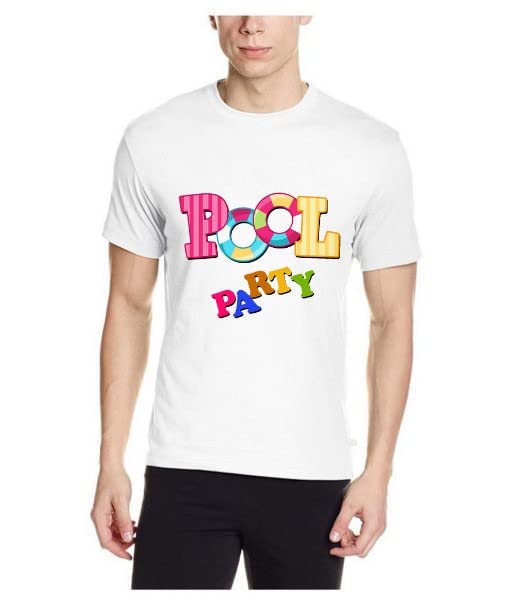 Swimming Costume for Men Polo T Shirts for Men with Swim Shorts Pool Party Swimming Costume for Mens [Large Size Tshirt with Free Size Short] White