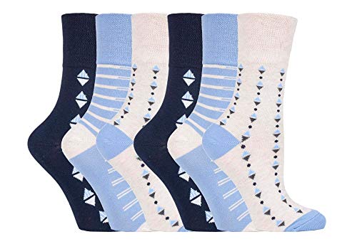 6 pares de calcetines de Sock Shop Everyday Gentle Grip para damas EUR 37-42, UK 4-8 Con panal suave top