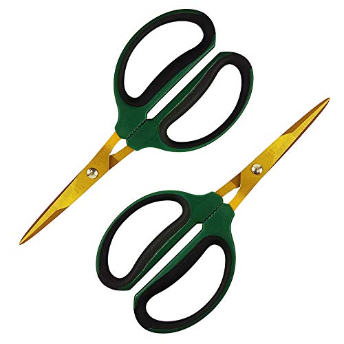 HONGVILLE Pack of 2 60MM Blade Traditional Green Butterfly Bonsai Shears |Tip Trimming Scissors, Tree Trimmer, Premium Garden Shears, Gardening Professional Hand Pruning Pruner, Clipper The Garden