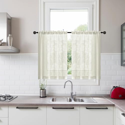 Cortinas cortas cocina transpirables pack de 2 piezas que eliminan reflejos molestos 6