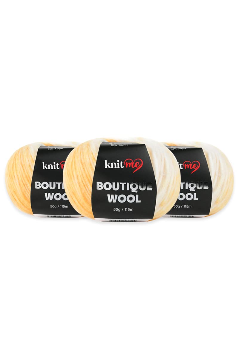 Knitme Boutique Wool Batik Hand Knitting Yarn, 3-Pieces Pack, 10% Wool,%60 Acrylic,%30 Polyamid Yarn, 1 Ball 50 gr, 115 mt Taka Yarn (KB02)