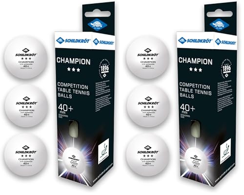 Schildkröt Tischtennisball 3-Stern Champion ITTF, Wettkampfball in Poly 40+ Qualität, 3 STK. im Karton, weiß, 608540 (Packung mit 2)