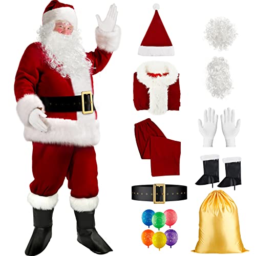 Santa Claus Costume Menâ€™s Santa Suit Set Xmas Santa Outfits for Adult Men Deluxe Christmas Costume Complete Dress-up Outfit