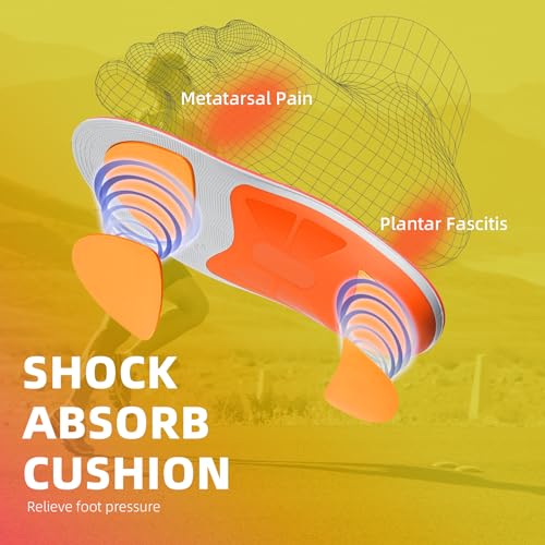 Image of Plantar Fasciitis Relief Insole Heavy Duty High Arch Supports Orthotics Men Women Overpronation Inserts, Orthopedic Flat Feet Pads Heel Pain Work Boot Shoe Insoles Size(6-6 1 /2)