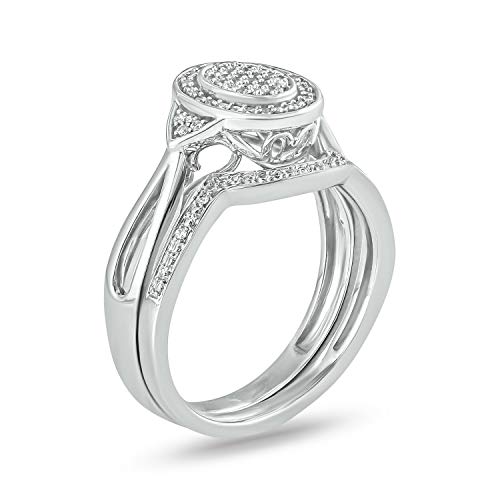 Cali Trove 1/6 Ct Natural Diamond Rings in 925 Sterling Silver | Bridal Wedding Set for Women | Halo Engagement Rings | Round Cluster Bands | Diamond Jewelry Gift for Her | Silver Accessories3