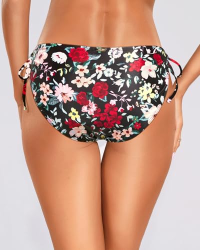 Image of Zmart String Tie Side Bikini Bottoms - Women Full Coverage Swimsuit Bottom Mid Rise Mid Waist Swim Bathing Suit Bottom