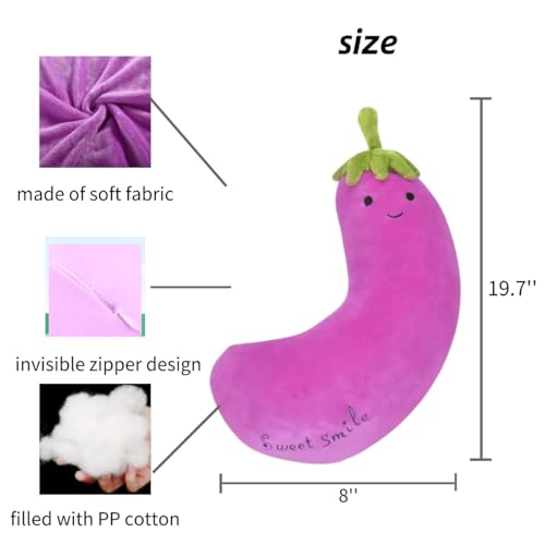 Image of Cute Cartoon Seatbelt Pillow for Kids Travel Seatbelt Cover and Cushion Pillow Plush Cartoon Pillow (Purple Eggplant)