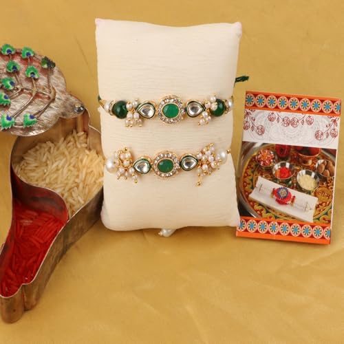Image of Chocozone Rakhi for Brother & Bhabhi Rakhi Lumba Set for Bhai Bhabhi Rakhi Gifts for Bhai with Roli Chawal & Card Rakshabandhan Gifts for Brother