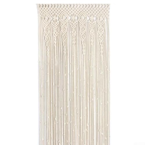 Yhenlovtt Cortina tejida a mano, 90 x 180 cm, algodón, estilo bohemio, encaje, para puerta, arco de puerta, fondo de boda, 95 x 200 cm, decoración del hogar, 100 x 200 cm (100 x 200 cm)