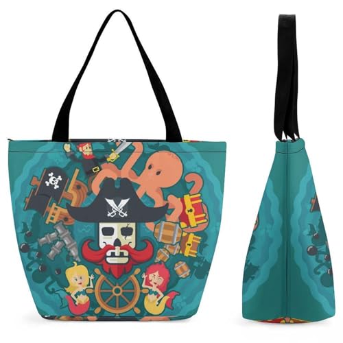 Sac de shopping poulpe sirène crâne avec finitions soignées pour femme