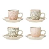 Bloomingville Cozy Becher 4er Set, Keramik, 4 Stück (1er Pack), 4, Rosa