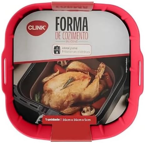 Forma de Silicone Quadrada, 16 cm, Vermelho