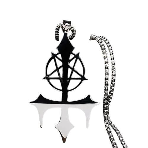 Collier chaîne acier inoxydable de haute qualité pentagramme homme argenté