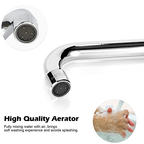 Commercial Bar Sink Faucet 4 Inch Center Deck Mount Bar Sink Faucet 2 Hole Brass Constructed & Chrome Polished With 12" Swivel Spout & Dual Lever Handles #TOP1