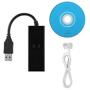 Thincol Data Modem, USB 2.0 56K Data Fax External Modem, Compatible with Win7 / 8/10 / XP, with CD Driver and Telephone Cable, Black