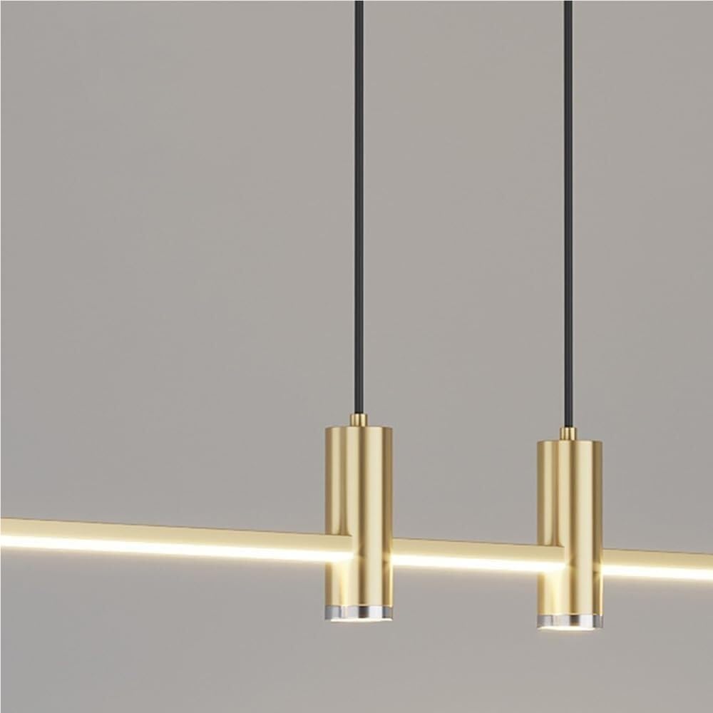 Lustre Linéaire Moderne À Led, Suspension Longue En Aluminoir, Couleur Or Chaud, Idéale Pour Îlot de Cuisine, Salon Ou Chambre (120 Cm / 47,2 Pouces)./D Warm/100 Cm / 39,3 Pouces