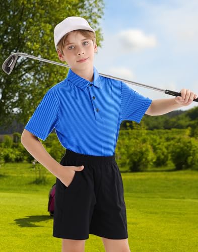 Image of Polo Shirts for Boys Golf Polo Shirt Short Sleeve Boys Performance Polo Dry Fit Stretch Collared UPF50+ Kids Golf Shirts
